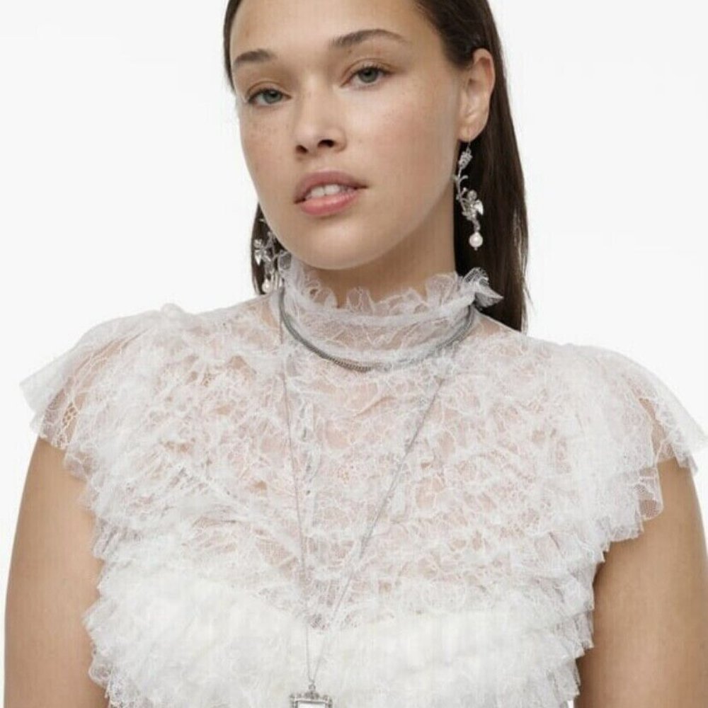 SZ Small RUFFLED LACE TOP LIMITED EDITION ZARA REF 2538/752